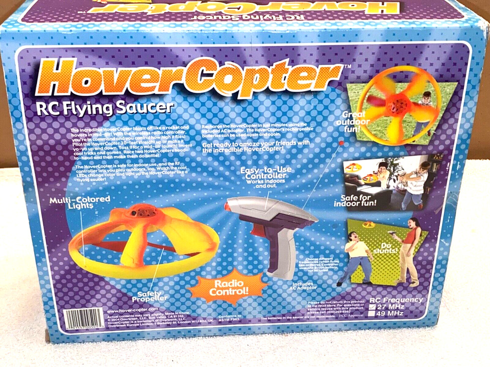 Hover Copter RC Flying Saucer, 49 MHz, Lights, Controller, NEW