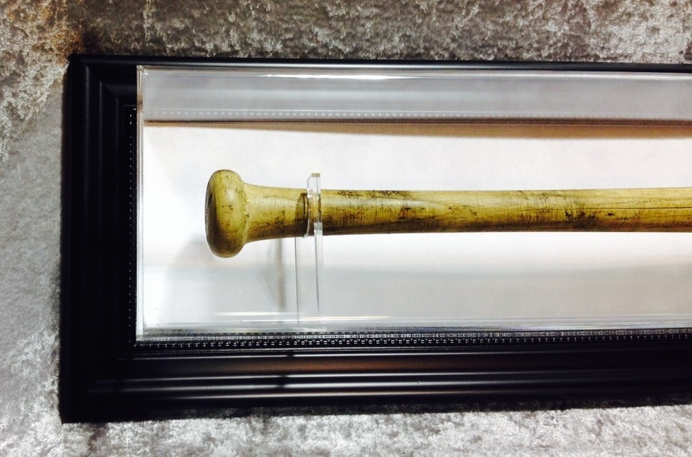 Premium Wall Mount Baseball Bat Display Case,Black frame with white background