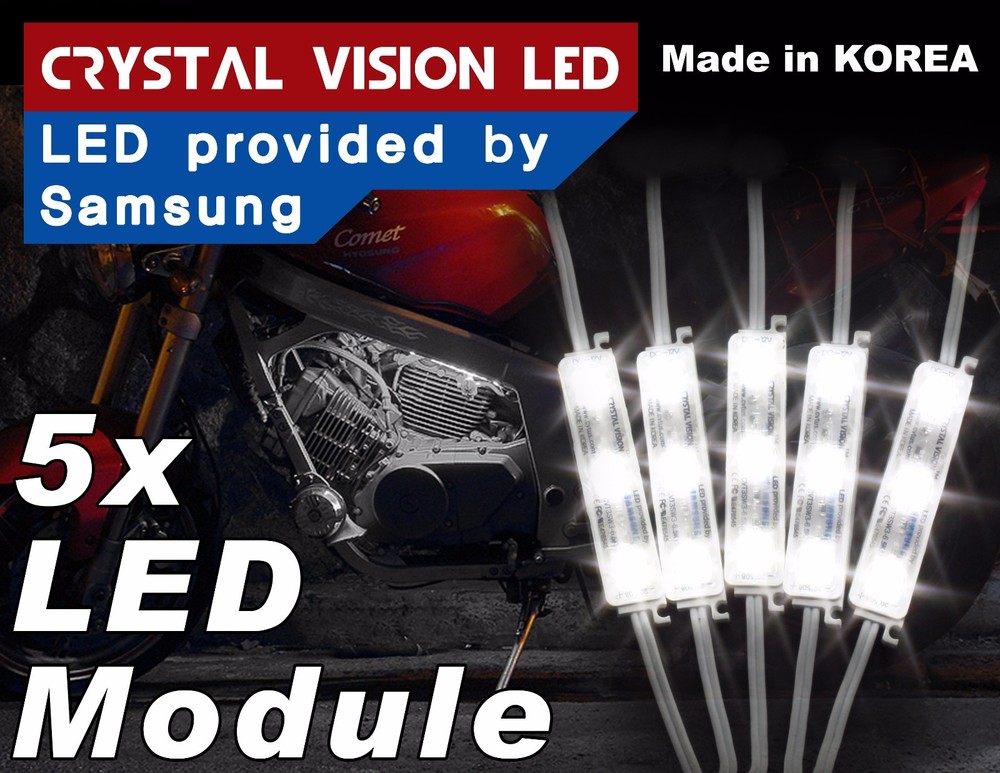 Crysta Vision LED for Motorcycle Light Strips Kit Engine-Bay Bright White 12V