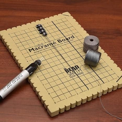 The Beadsmith Mini Macrame Board - 7.5x10.5" Foam with Grid & Instructions