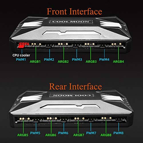 Computer Fan Temperature ARGB Controller Integrator, Remote Control White