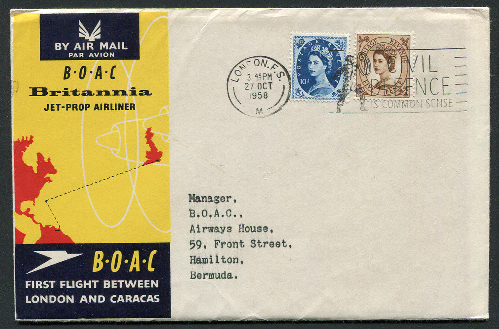 BERMUDA (23449): FIRST FLIGHT COVER/postmark/cancels 1958