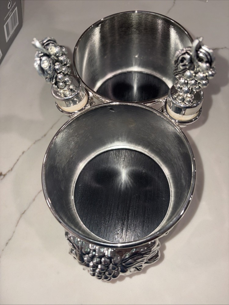 Silea Grapevine Silver Tone Twin Wine Bottle Holder