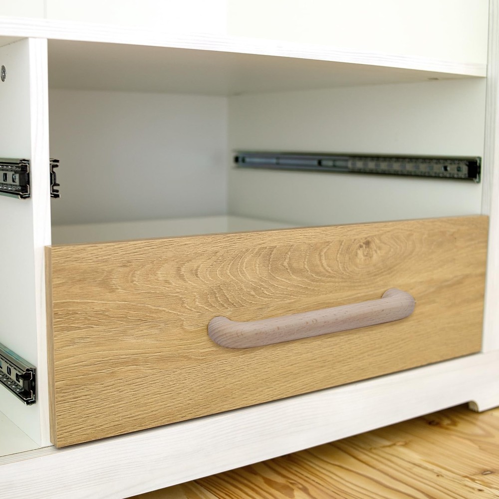 Wooden Drawer Pulls Beech Wood Handles Pulls Unfinished Kitchen Cupboard Cabi...