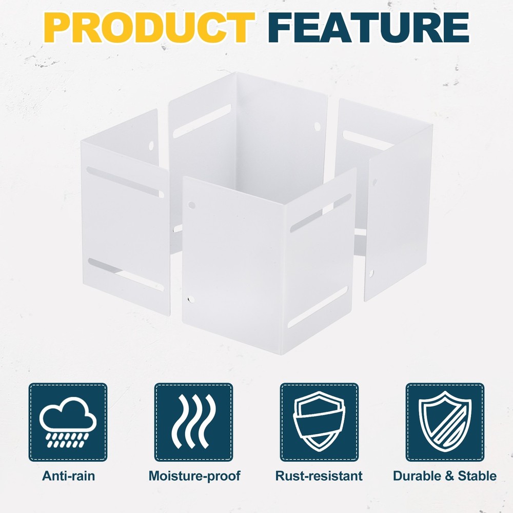 Carbon Steel Adjustable Post Protector (Range 3.3"-6") for Fence, White