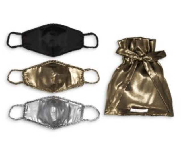 WAYF 3 pack - Satin Reusable Face Mask Metallic w/ Drawstring Bag