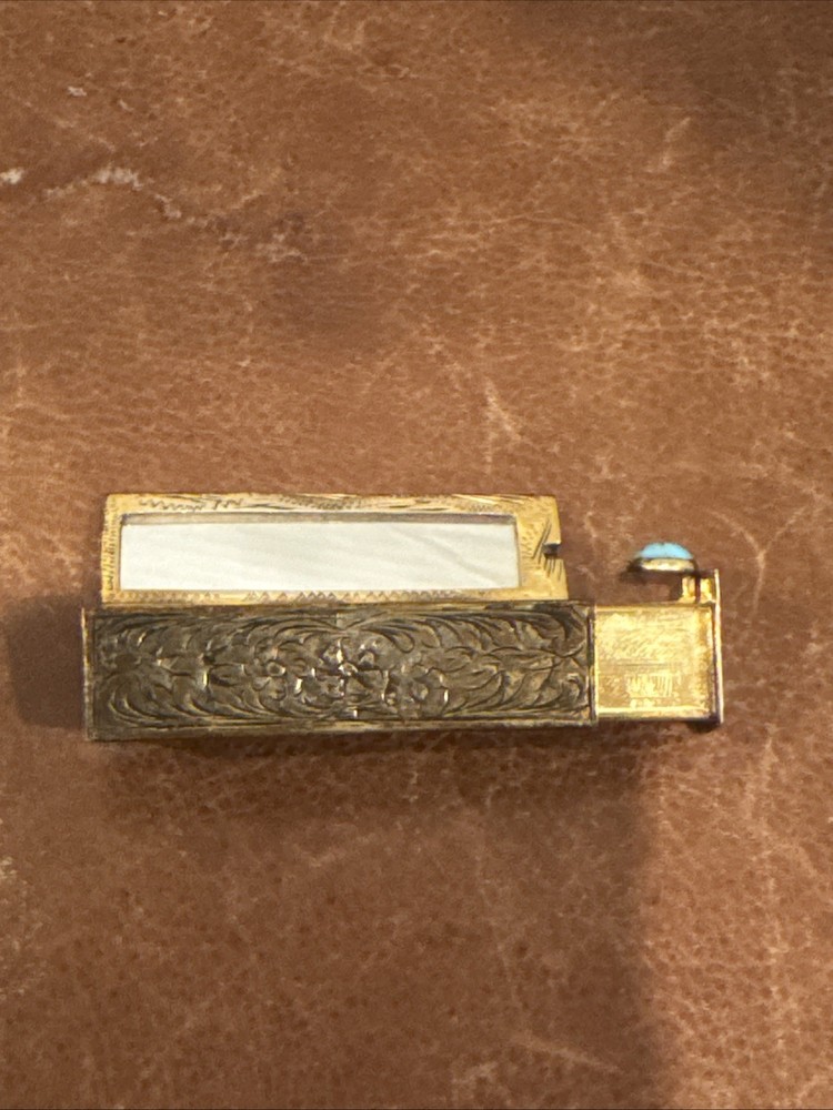 Old Solid Silver 800 Lipstick Case Unique Box Porcelain Polychrome Plaque 20th C