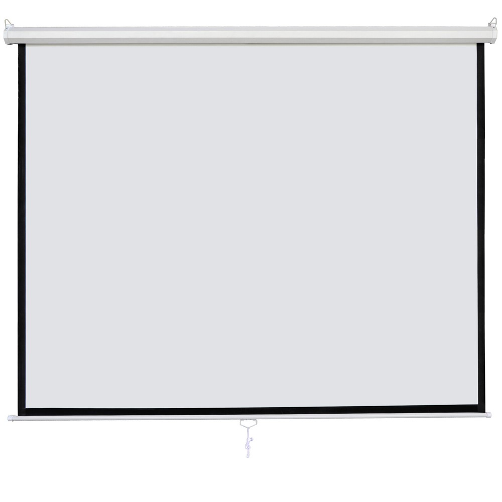 84" Manual Pull Down Auto-Lock Projector Projection Screen Matte White 1:1 Ratio