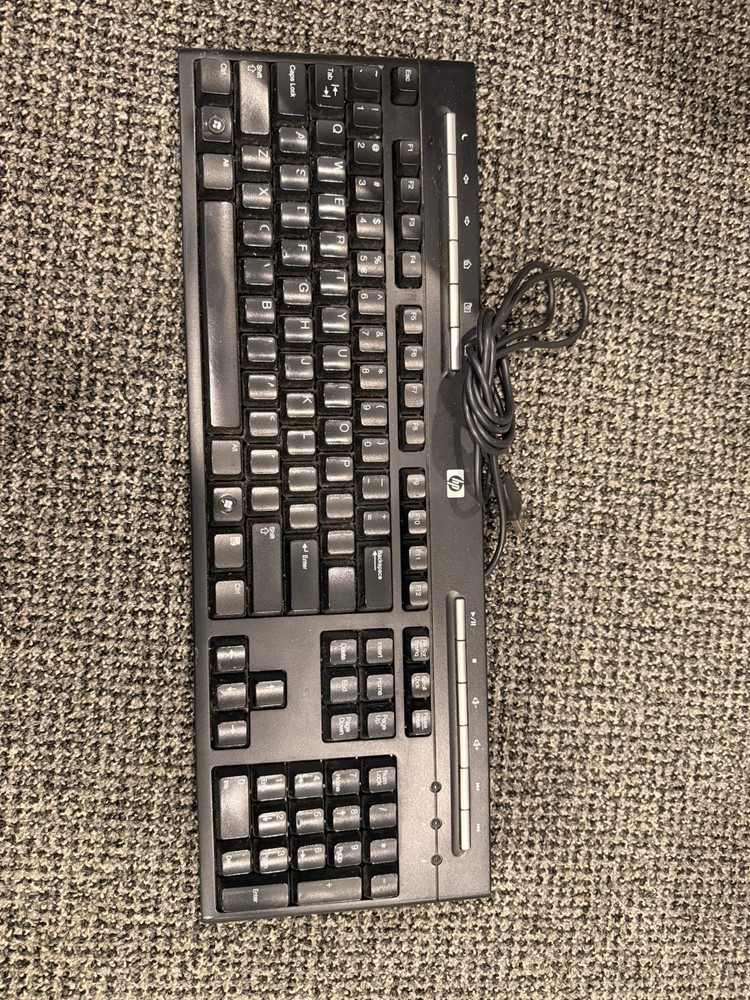 HP Standard Wired Black Computer Keyboard English QWERTY Layout Plastic