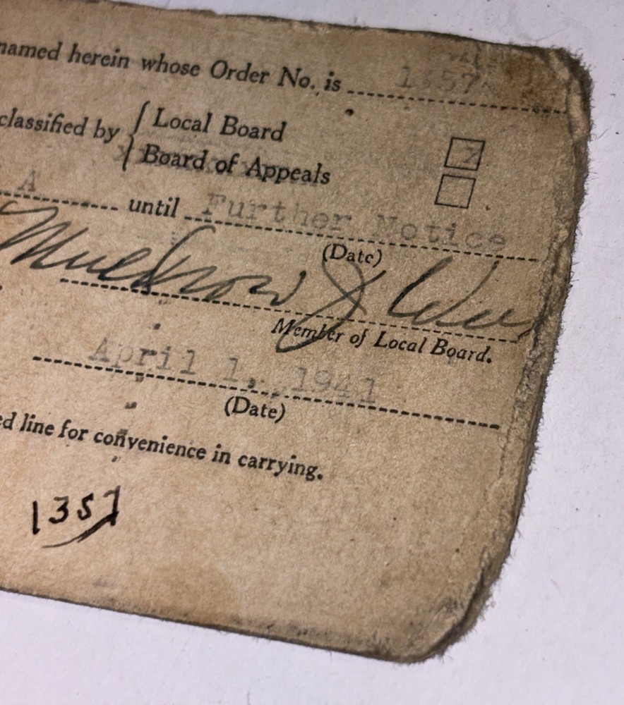 Notice Of Classification D.S.S. Form 57 1941 Class 3-A