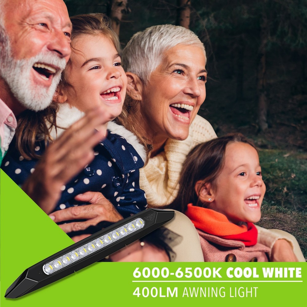 Leisure LED RV Exterior 13" Awning Porch Light with On/Off Switch 12 Volt BLACK