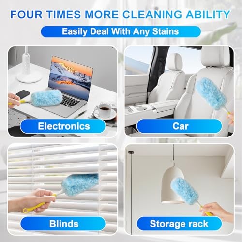 30 Count Dusters Refills with 1 Handle, Multi-Surface Disposable Duster, 360