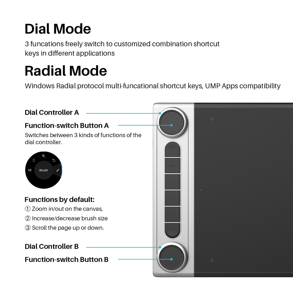 HUION Inspiroy Dial 2 Bluetooth Wireless Graphics Drawing Tablet with Dual Dials