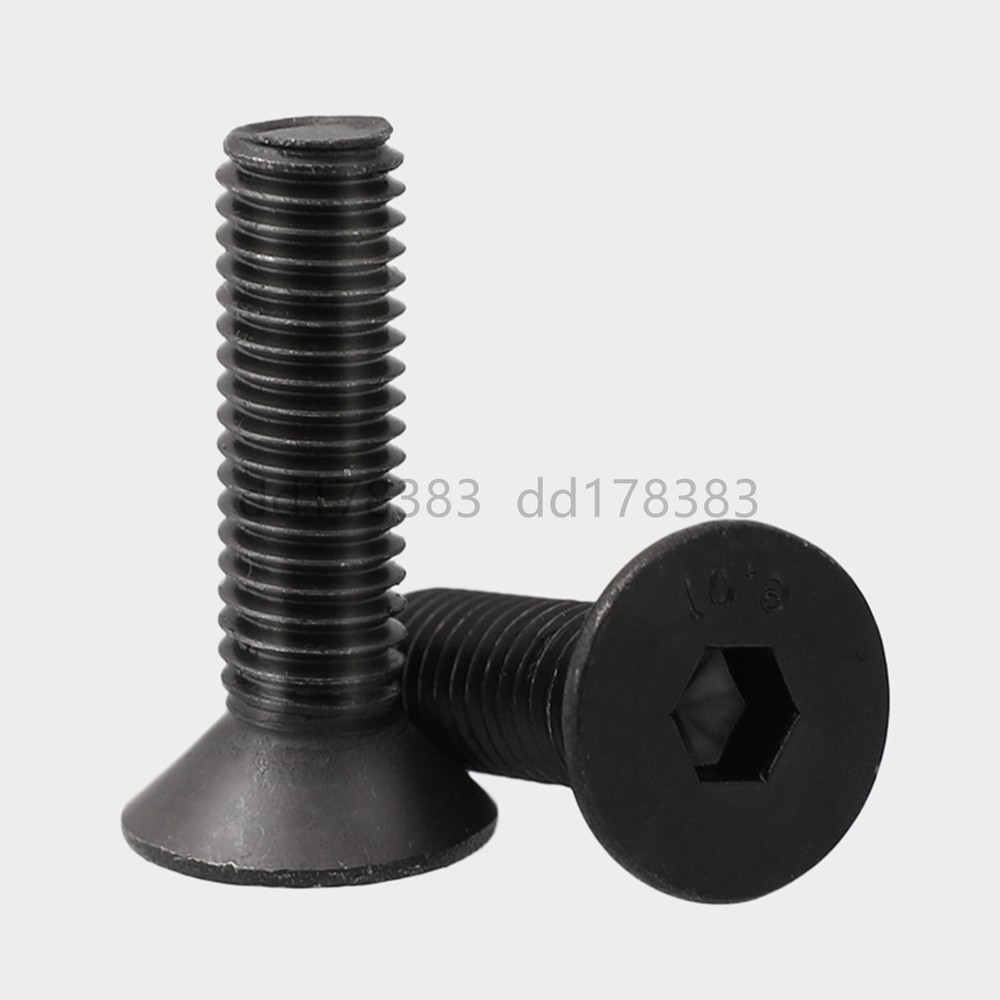 Black 10.9 Steel Hex Socket Bolts Countersunk Flat Head Screws Left Hand Thread