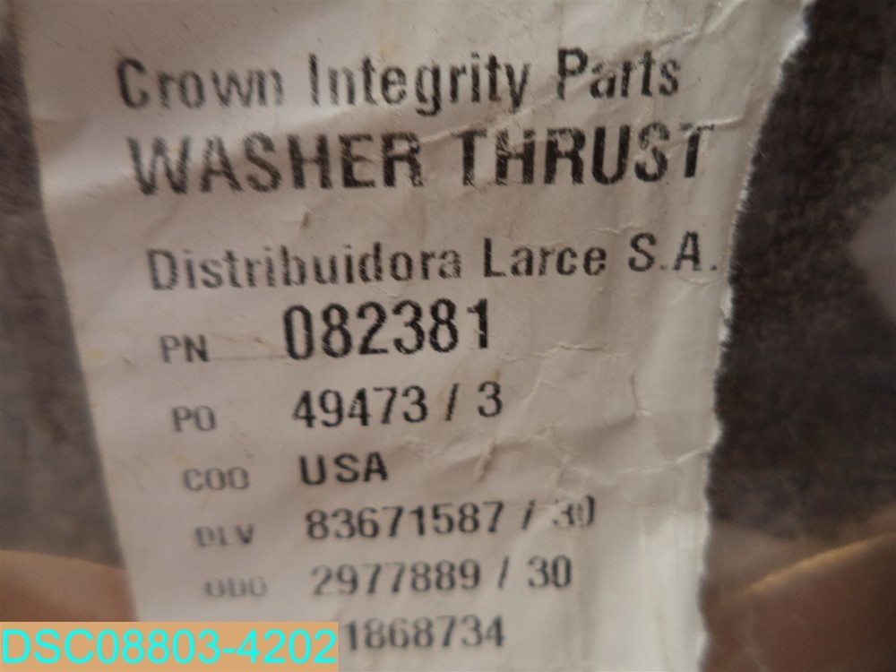 QTY=2: 082381 CrownTHRUST Washers INT-276283