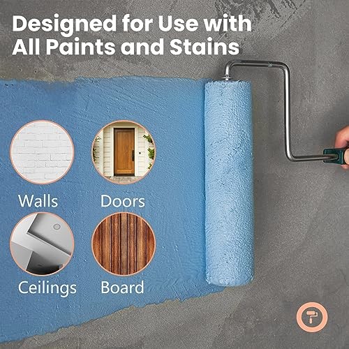 9 Inch Paint Roller, Microfiber Roller Covers with Extension Pole, 5-Wire