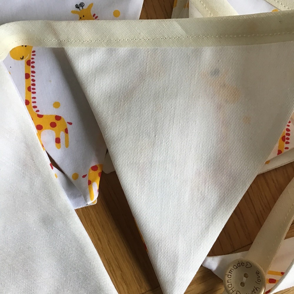 Unique Hand made Giraffe 🦒 fabric Bunting Button Loop 15 Flags 3 Metres