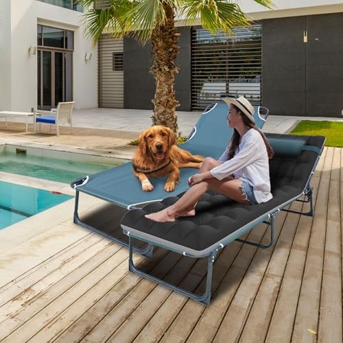 Camping Sleeping Cot, 5-Position Folding Cot/Lounge Chair with Z Ebony