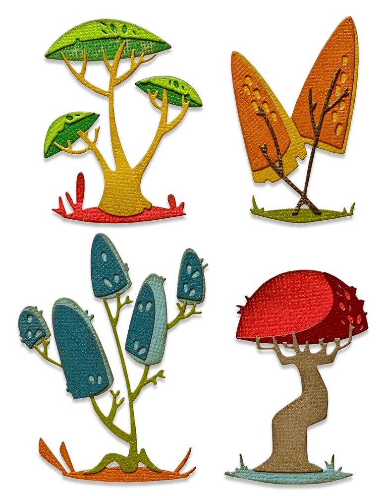 New Retired Sizzix Thinlits Funky Toadstools 5PC #665216 Retail $24.99 Tim Holtz