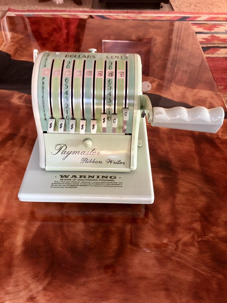 1950s Sea Foam Green Paymaster Check Printing Machine