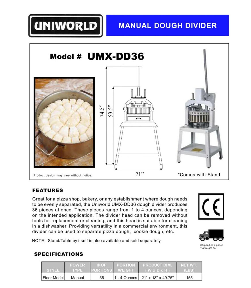 36 PIECE MANUAL DOUGH DIVIDER MODEL UMX-DD36- NEW