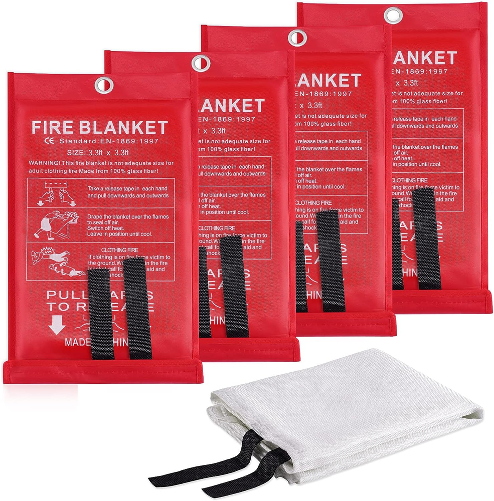 Fire Blanket Emergency Fire Suppression Blanket Home Car Fire Retardant 4 Pack