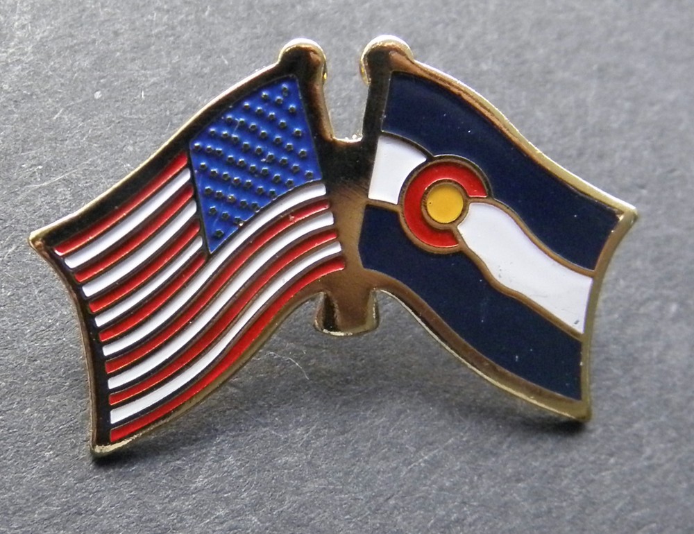 COLORADO US STATE COMBO FLAG LAPEL PIN BADGE 1 INCH