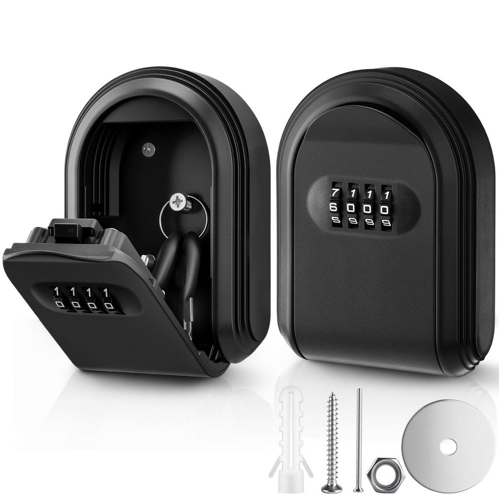 2 Pcs Lock Box for Keys with Code, Wall Mount Key Lock Box 4 Digit Combinatio...