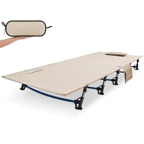 Ultralight Folding Camping Cot, Extra Long Backpacking Camping Cots White Gray