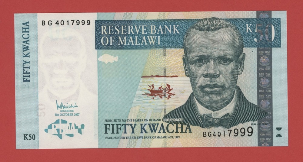 MALAWI  50 KWACHA  2007  PICK # 53c UNC.