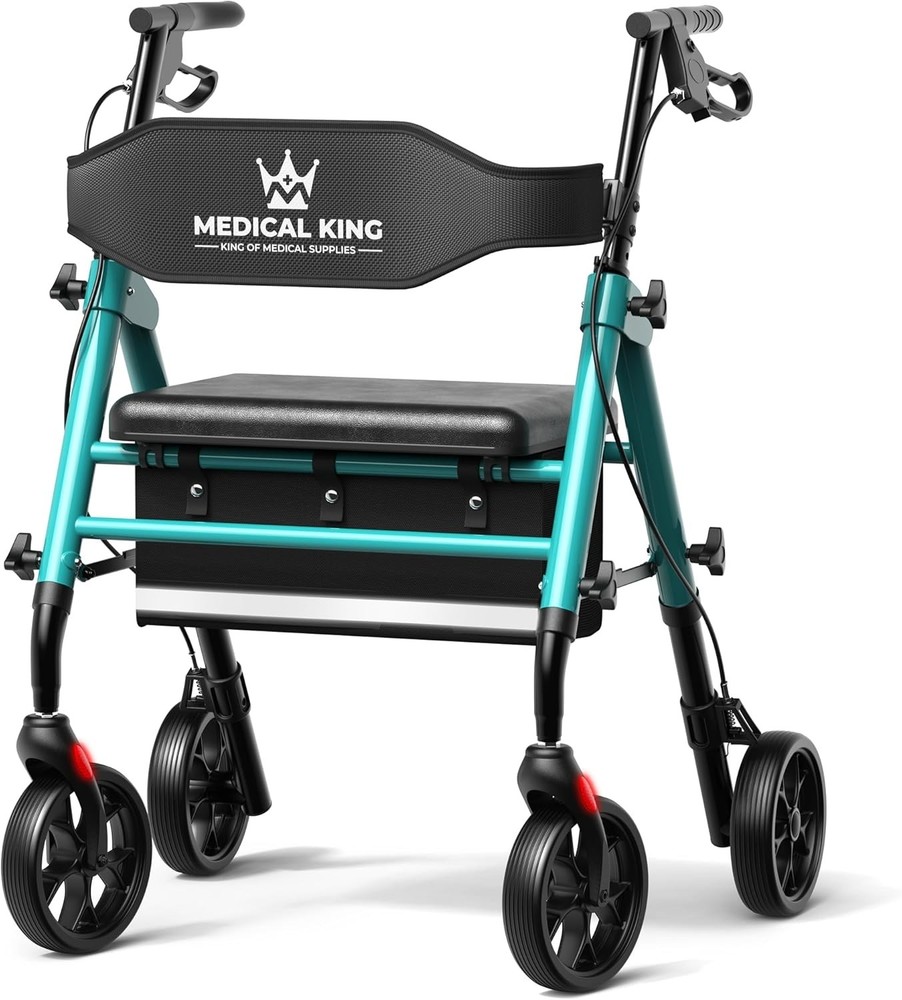 Foldable Rollator Walker w/ Seat 8" Wheels Adjustable 350lb Green