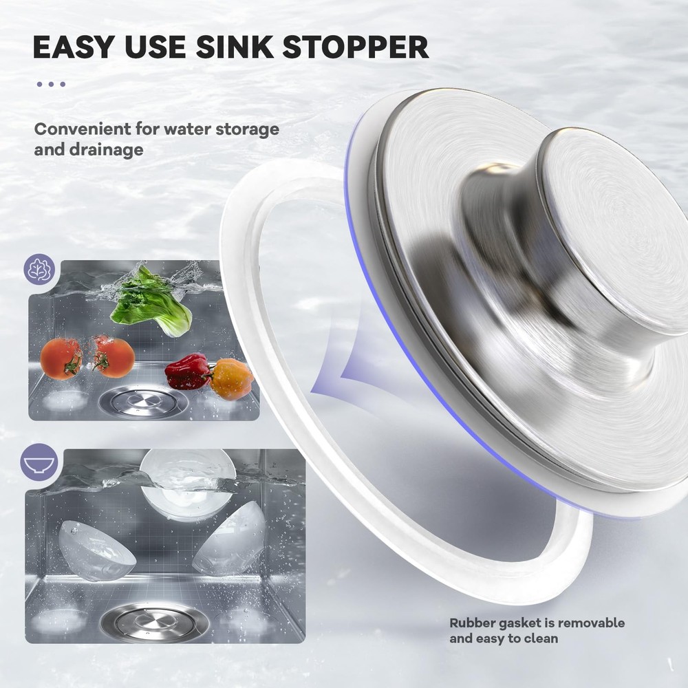 Extended Garbage Disposal Flange with Strainer and Stopper, Deep 304 Stainles...
