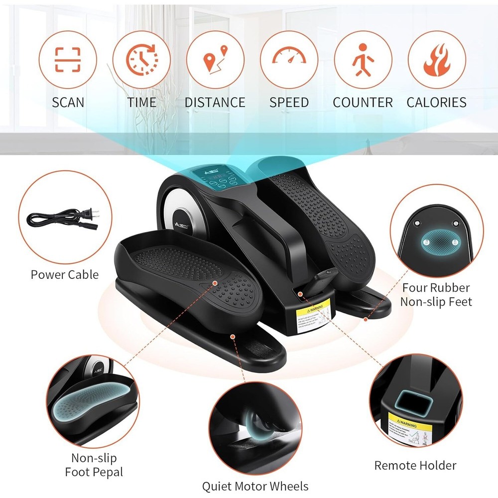 AODI Mini Motorized Under Desk Elliptical Stepper Machine with Remote Display