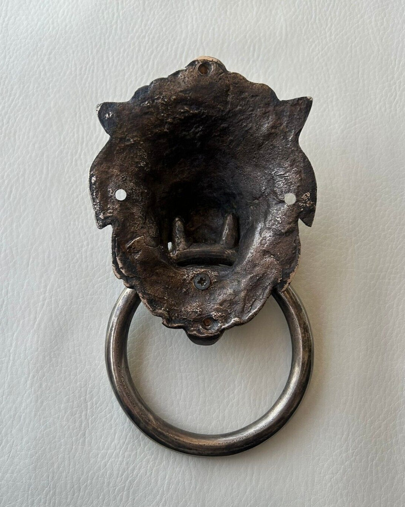 Vintage Brass Lion Head Face Door Drawer Cabinet Knocker Ring Pull Handle