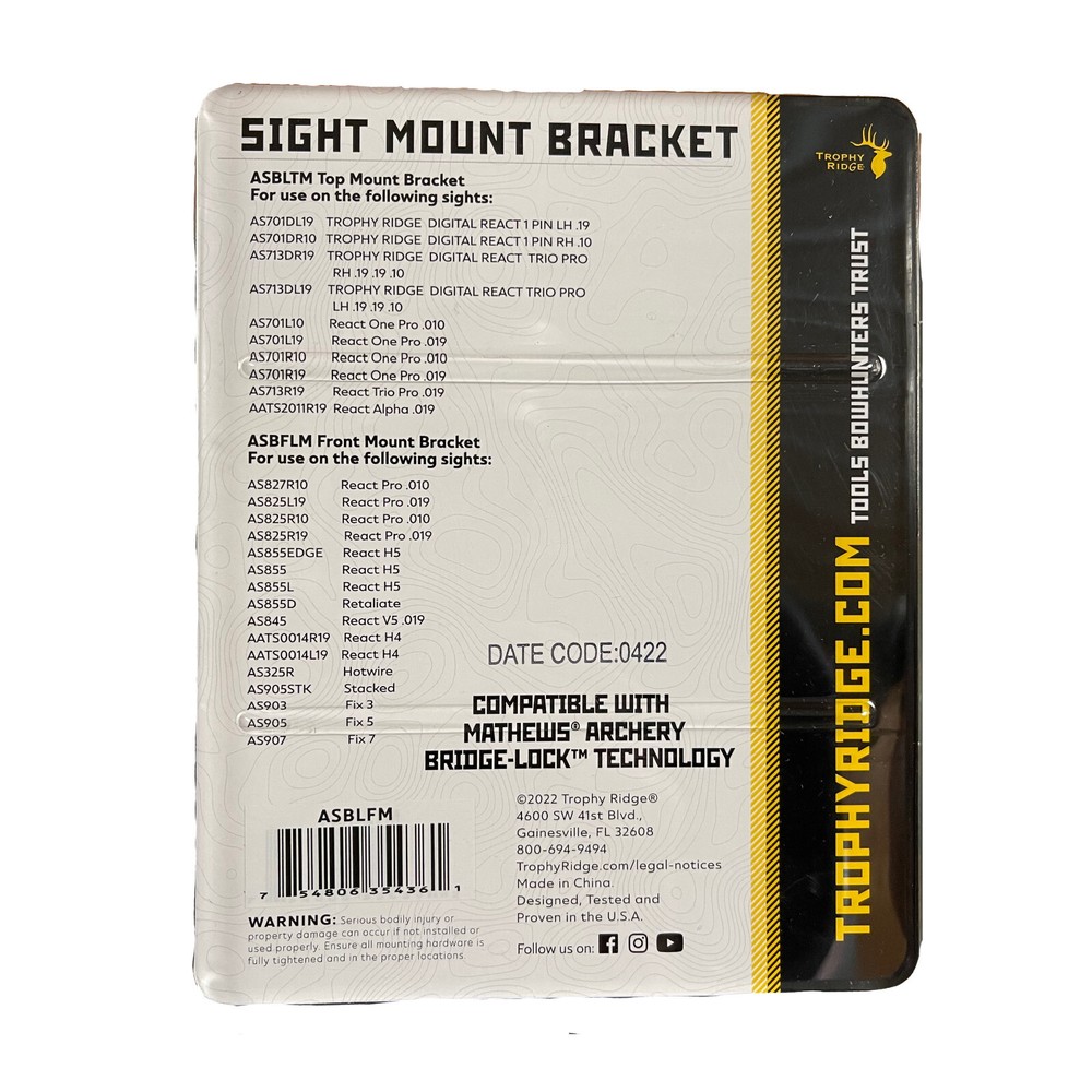 Trophy Ridge React Bridge-Lock Mathews Mount Front Mount ASBLFM