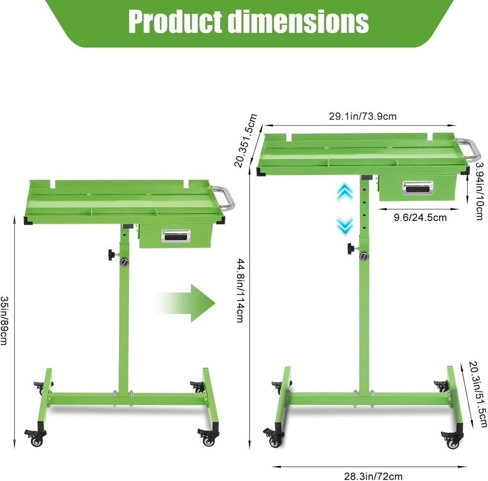 220lbs Tear Down Tray Mobile Work Table Capacity Rolling Tool Table with Drawer