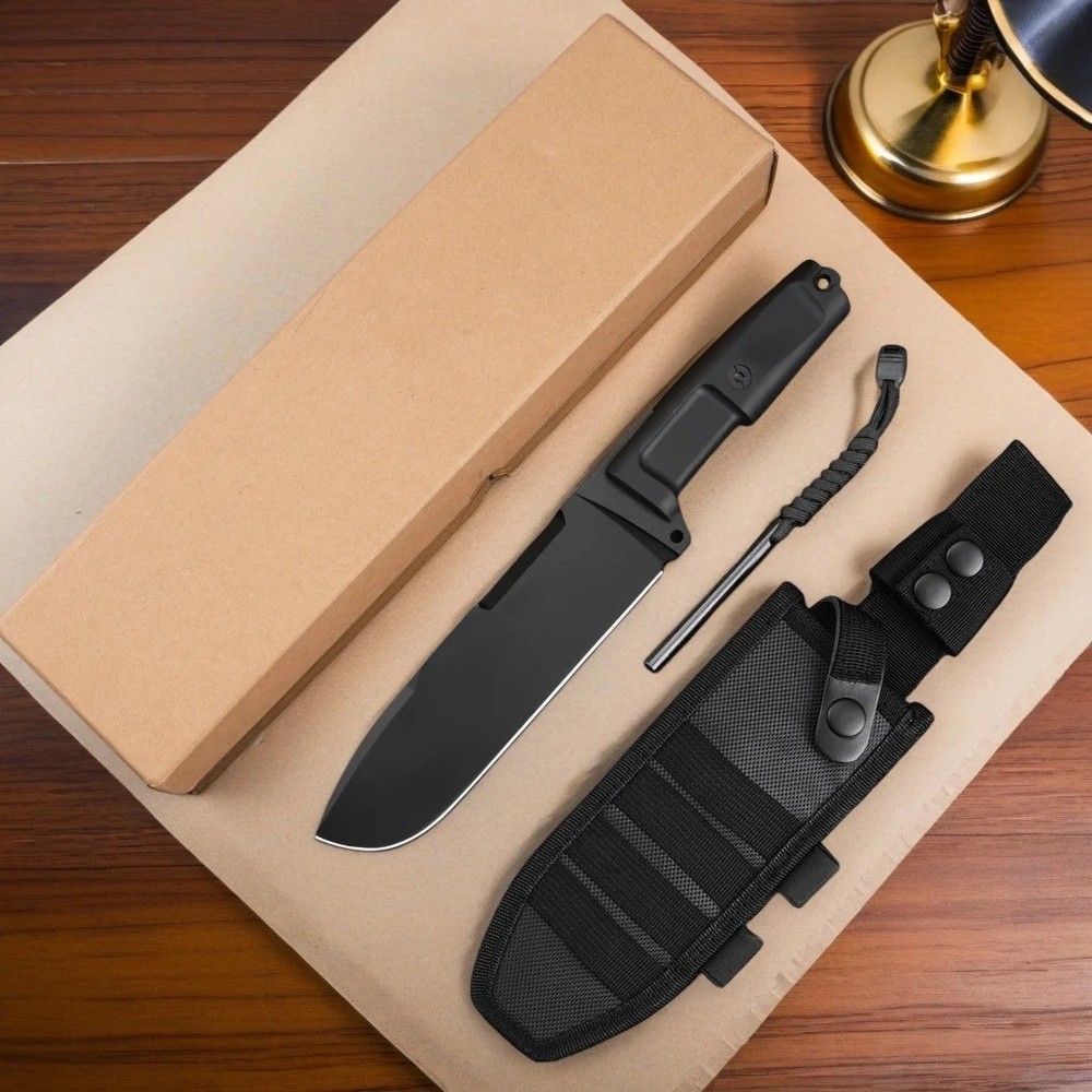 Big Large Survival Knife With Fire Starter Flint Bush Bugout Fixed Blade Bug Out