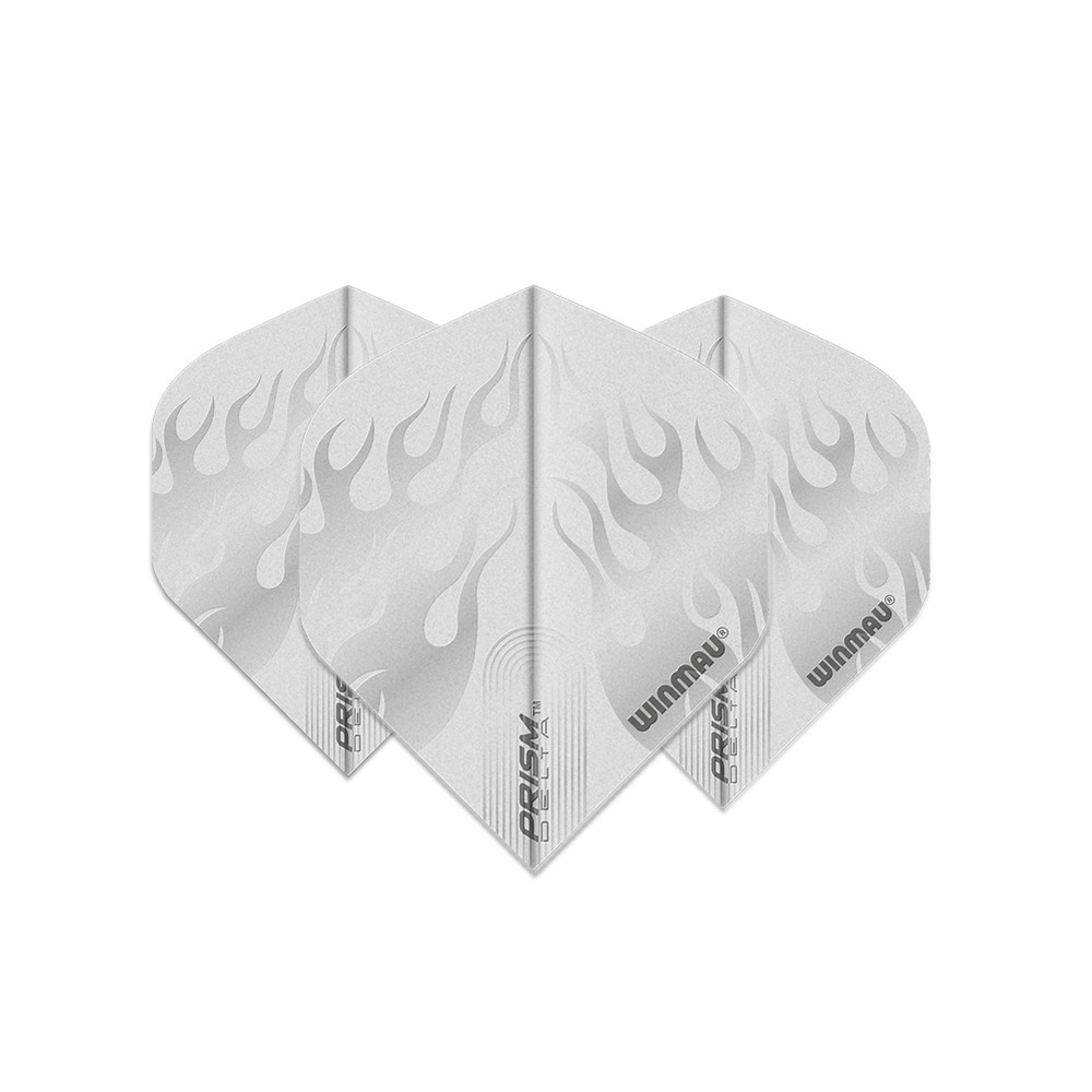 Winmau Prism Delta Standard Dart Flight - White with Ghost Flames