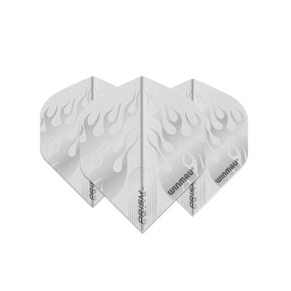 Winmau Prism Delta Standard Dart Flight - White with Ghost Flames