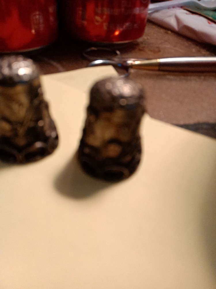 2 Vintage Sterling Silver 925 Thimble Mexico Leaf Ivy