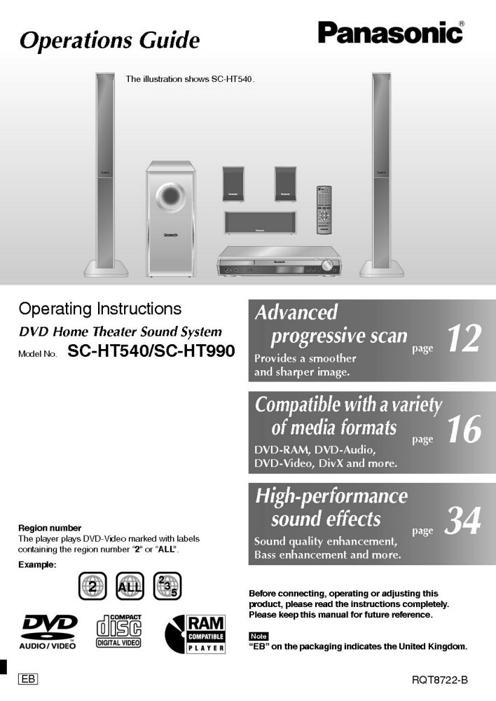 Panasonic SC-HT540 SC-HT990 Home Theater System Owners Instruction Manual