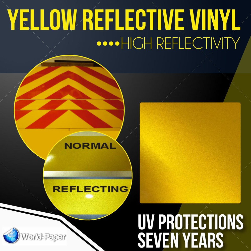 High Reflectivity YELLOW Reflective Sign vinyl Adhesive  Plotter 24"x 10  Feet