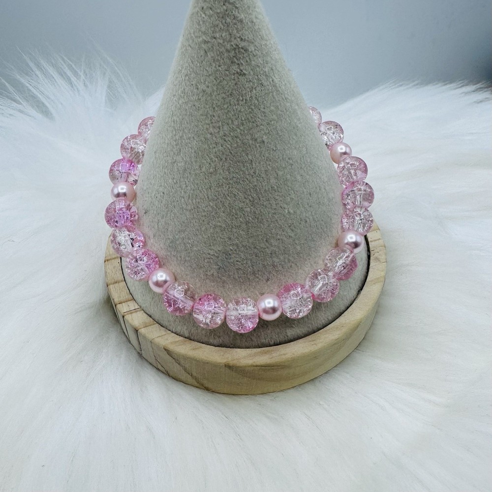 Gradient Glass Beaded Bracelet Style A Pink