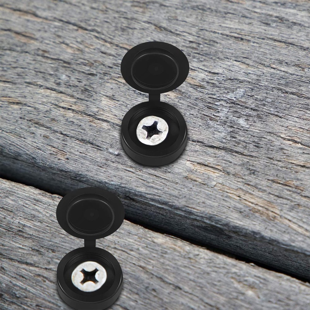 Hotop 100 Pieces Hinged Screw Cover Caps Plastic Shutter Fold Medium, Black