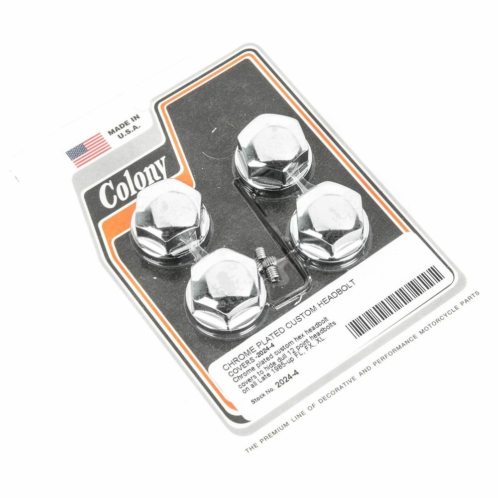 HEADBOLT COVERS (Chrome) Harley Evolution TwinCam FL / FX / XL 1985-Up .. 2024-4