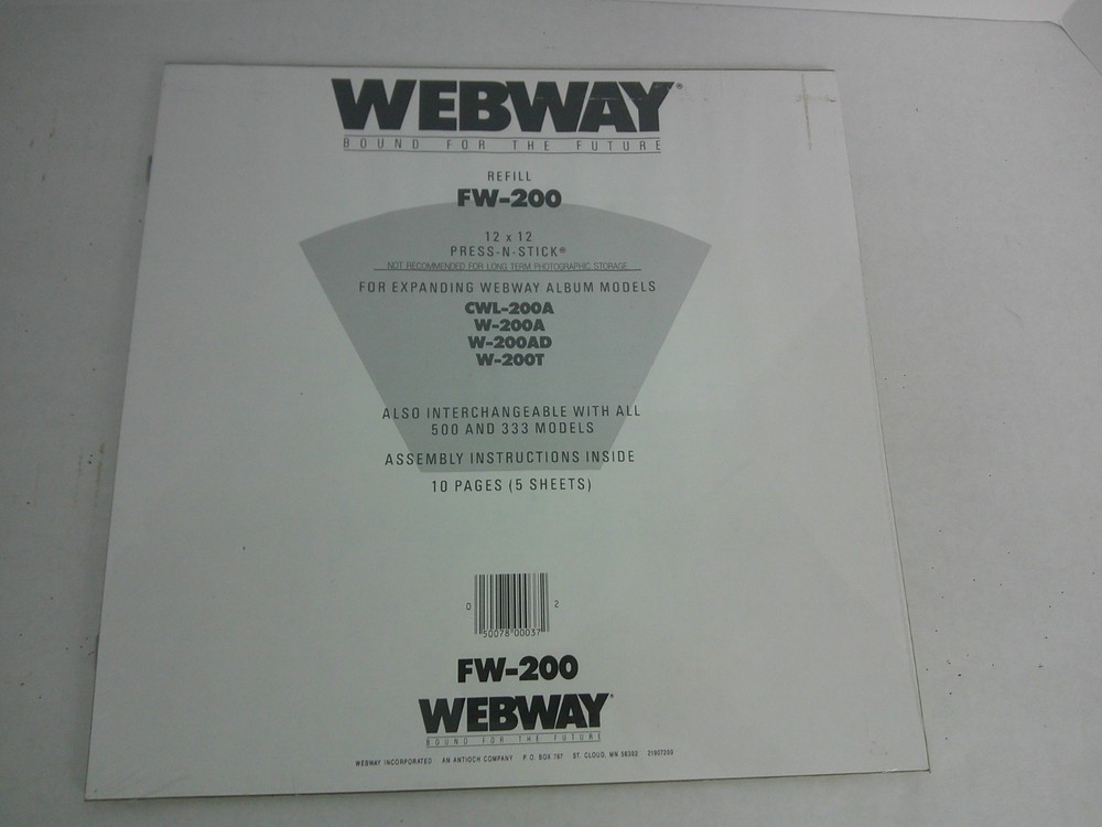 Creative Memories 12x12 Webway FW200 Scrapbook Refill 10 White Pages 5 Sheets