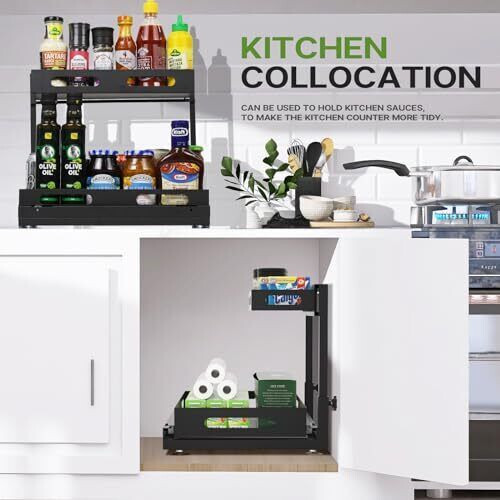 2 Tier Under Sink Pull-out Drawer Storage Shelf Organizer kitchen bathroom Cabin