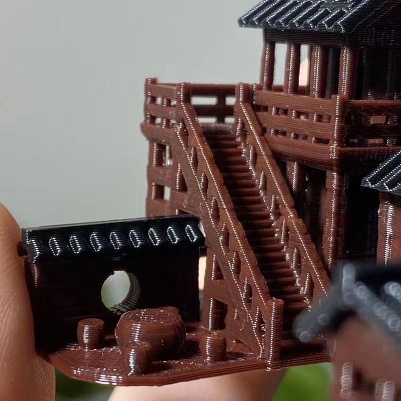 Teahouse Small Decoration Ancient Architecture Model Micro Landscape Bonsai