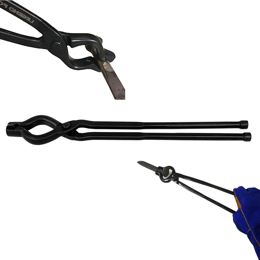 17 Inch V-Bit Bolt Blacksmith Tongs,Wolf Jaw Assembled Knife Making Blacksmith