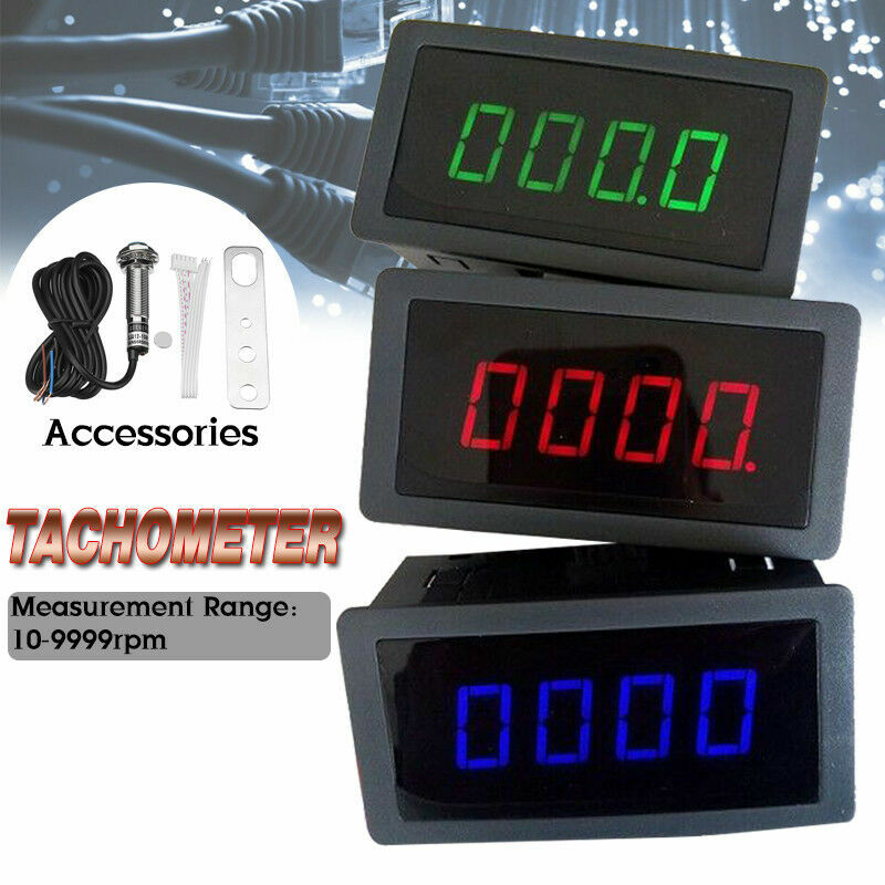 Digital Tachometer RPM Speed Meter + Bracket & Magnet Proximity Switch Sensor